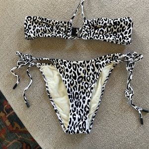 Triangl black and white leopard velvet bikini size xs